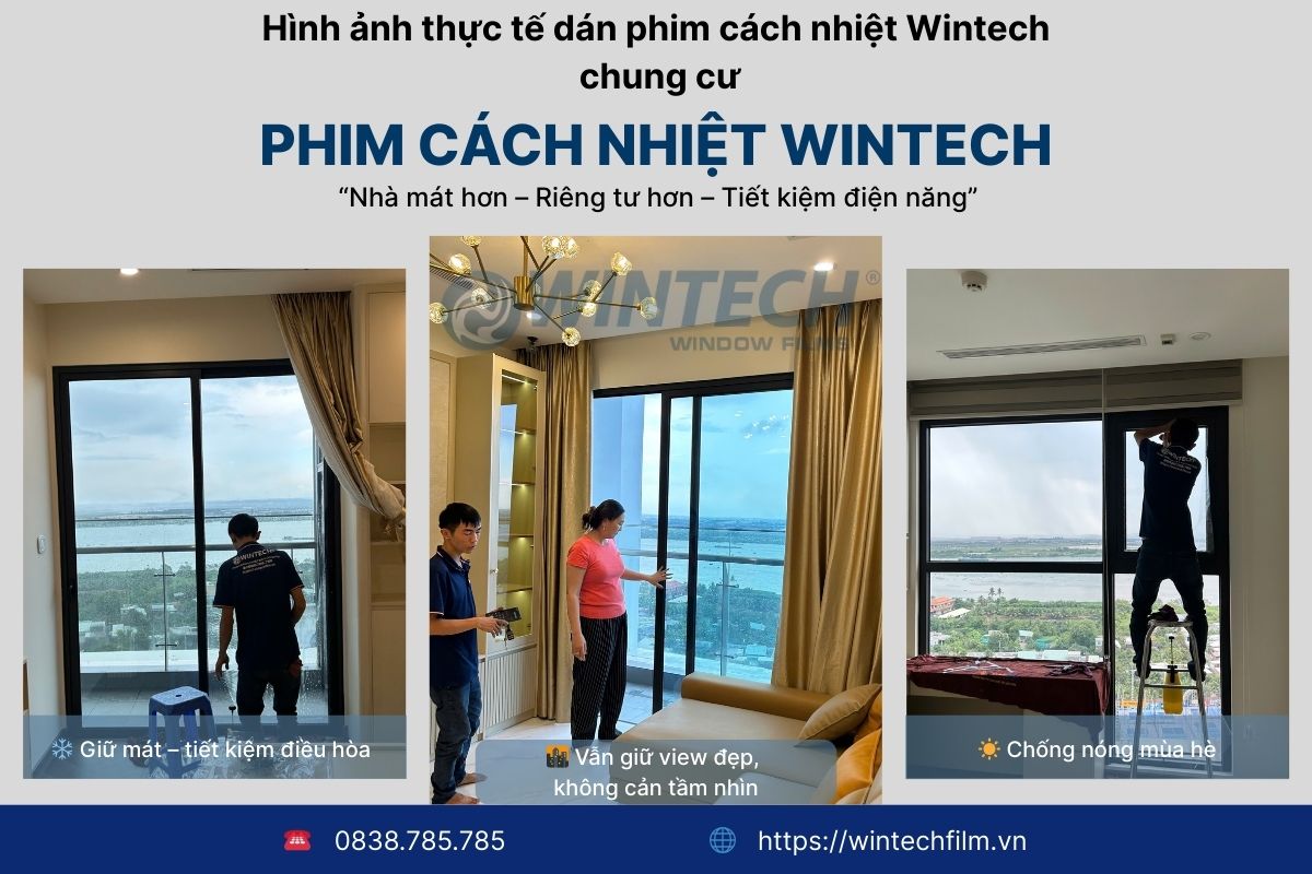 Thi cong phim cach nhiet Wintech cho van phong chong nong va tiet kiem dien