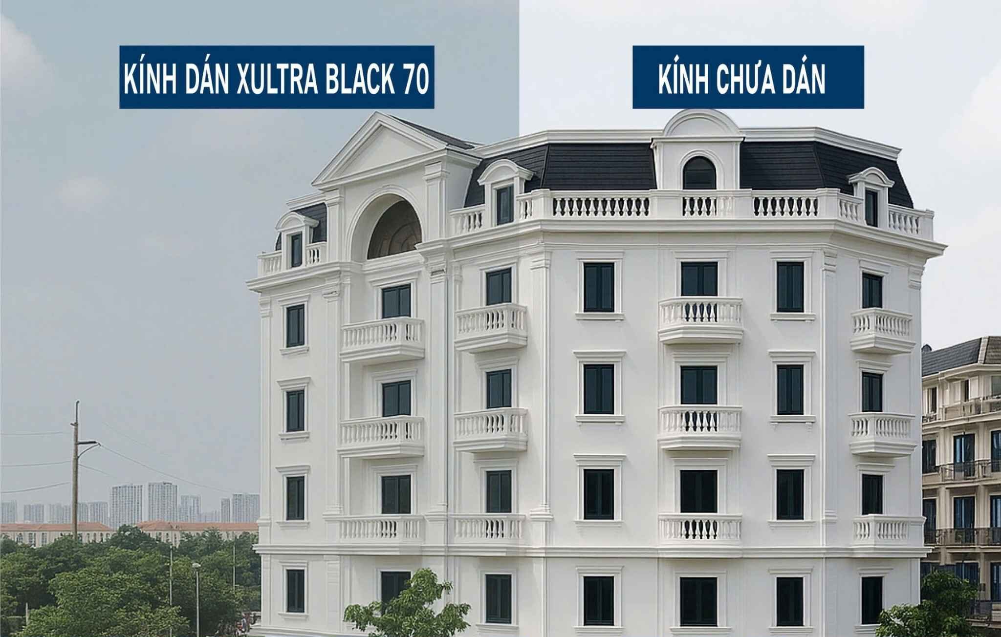 Phim cách nhiệt Xultra Black 70 đã dán & chưa dán